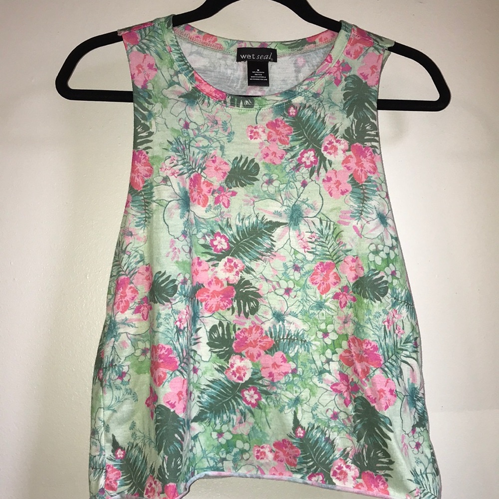 Tropical/ floral print tank top